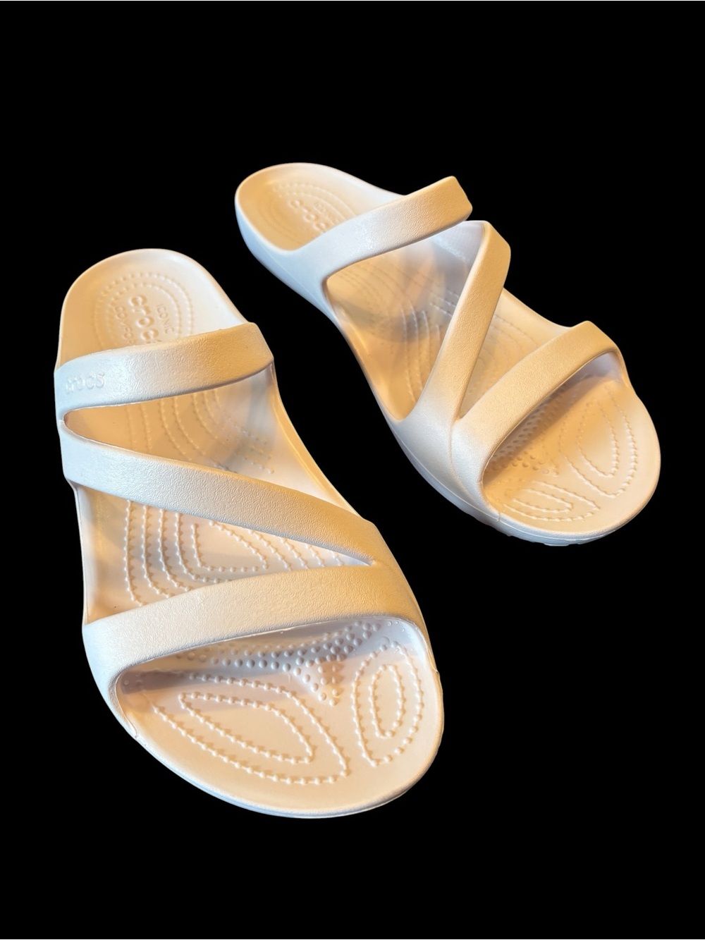 CROCS Women's Light Pink Double-Strap Slide Sandals - Picture 3 of 5